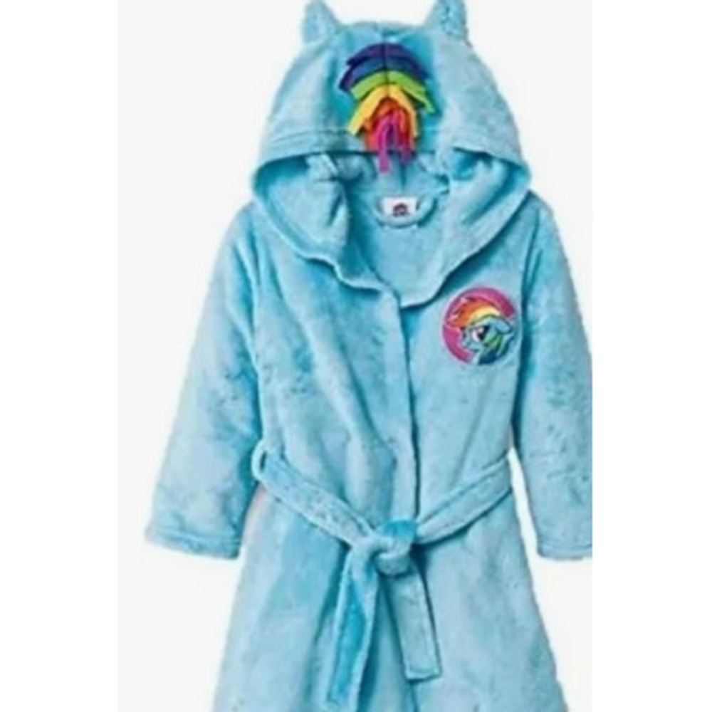 My Little Pony Rainbow Dash Blue Hooded Robe 4T 5T Kids Cozy